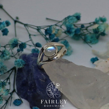 moonstone minimalist solid silver stylish unique handmade ring
